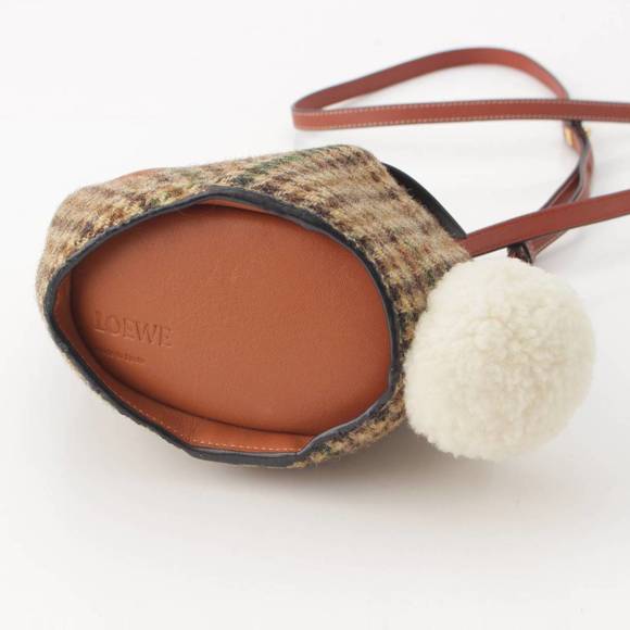 Loewe Bunny Tweed x Leather Check Shoulder Bag Brown - Picture 5 of 10